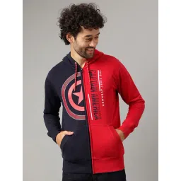 Free Authority Navy & Red Regular Fit Captain America Print Hooded Sweatshirt-picture-16