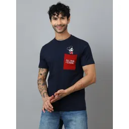 Free Authority Navy Blue Cotton Solid Regular Fit T-Shirt-picture-34