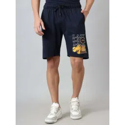 Free Authority Navy Blue Regular Fit Printed Shorts-picture-28
