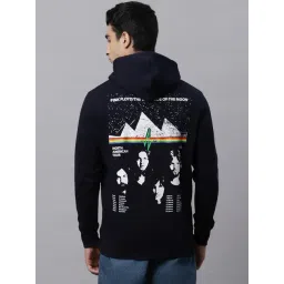 Free Authority Navy Loose Fit Printed Hooded Sweatshirt image 2