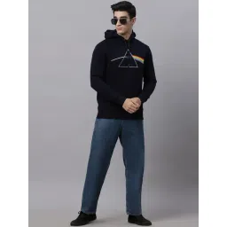 Free Authority Navy Loose Fit Printed Hooded Sweatshirt image 5