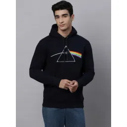 Free Authority Navy Loose Fit Printed Hooded Sweatshirt image 1