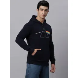 Free Authority Navy Loose Fit Printed Hooded Sweatshirt image 3