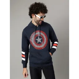 Free Authority Navy Regular Fit Captain America Print Hooded Sweatshirt-picture-15