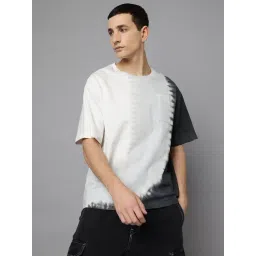 Free Authority Off White & Black Cotton Oversized Tie - Dye T-Shirt-picture-28