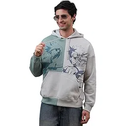 free authority Official Naruto & Sasuke Anime Printed Off White & Green Oversized Hoodie for Men-picture-27