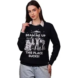 free authority Official Stranger Things Beam Me Up This Place Sucks Graphic Printed Relaxed Fit Sweatshirt for Women-picture-15