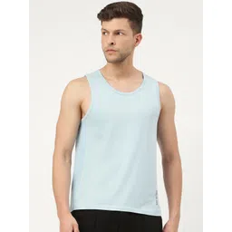 FREECULTR Men Turquoise Blue Solid Bamboo Cotton Gym Vests-picture-20