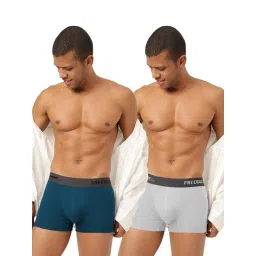 Freecultr Midnight Blue & Cloud White Comfort Fit Trunks - Pack of 2-image-32