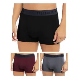 Freecultr Multi Color Modal Regular Fit Solid Trunks (Pack of 3)-picture-43