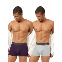 Freecultr Trippy Violet & Cloud White Comfort Fit Trunks - Pack of 2-image-37