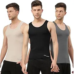 freecultr Vest for Men | Bamboo Sleeveless Super Soft Round Neck Gym Comfort Vests | Workout Regular Fit Innerwear | Breathable Sando with Long Hemline | Set of Three Pieces-picture-27