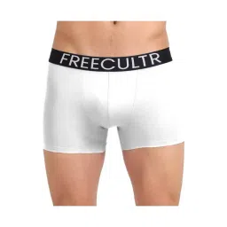Freecultr White Cotton Regular Fit Solid Trunks-image-22