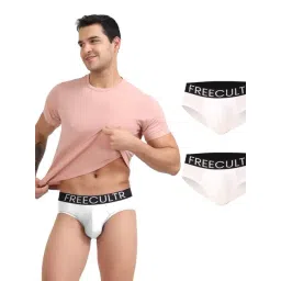Freecultr White Regular Fit Solid Briefs (Pack of 3)-image-8