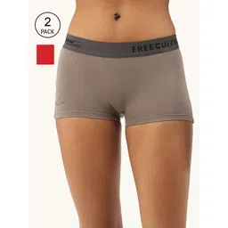 FREECULTR Women Pack of 2 Grey & Red Solid Anti Bacterial Boy Shorts-picture-11