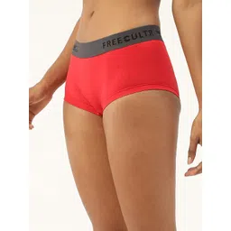 FREECULTR Women Red Solid Anti Bacterial Micro Modal Boxer Brief image 2