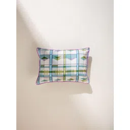 FREEDOM TREE Cambaya Herringbone Blue & White Printed Cotton Rectangle Cushion Cover-picture-11