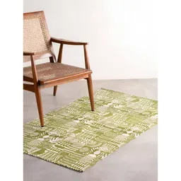 FREEDOM TREE Green & White Printed Pure Cotton Rug-picture-23