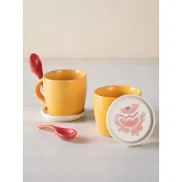 freedom tree Gypsy Rose Hand Painted Ceramic Coffee Mug With Spoon - Set Of 2-picture-26