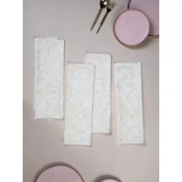 freedom tree Kabini Stars Cotton Light Slub Gold Print & Pattern Napkins -Set Of 4-picture-18