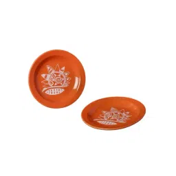 Freedom Tree Orange Ray Handpainted Tapas Plate - Set Of 2-picture-14
