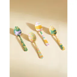 freedom tree Summer Squares Enamel Painted Brass Dessert Spoon - Set Of 4-picture-30
