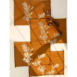 Freedom Tree Tuberose Cotton Gold Ochre Table Mat - Set Of 4-picture-12