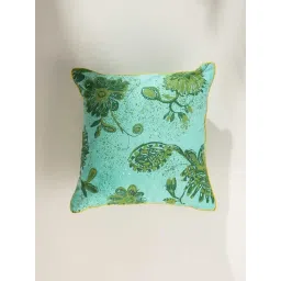 Freedom Tree Vidari Pure Cotton Teal Cushion Cover - 18X18 Inches-picture-46