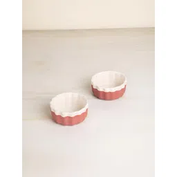 FREEDOM TREE White & Rust 2 Pieces Round Ceramic Ramekin Bowls-picture-31