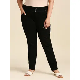Freeform by High Star Women Plus Size Black Slim Fit High-Rise Clean Look Stretchable Jeans-picture-27