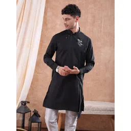 Freehand by The Indian Garage Co Men Black Kurta-picture-13