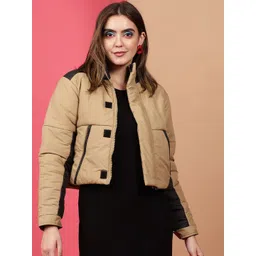 Freehand by The Indian Garage Co Mock Collar Crop Padded Jacket-picture-34