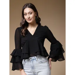 Freehand by The Indian Garage Co V-Neck Bell Sleeve Crop Top-picture-28