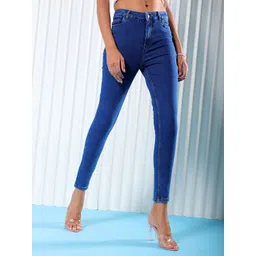 Freehand by The Indian Garage Co Women Blue Super Skinny Fit High-Rise Stretchable Jeans-picture-30