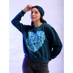 Freehand by The Indian Garage Co Women Green Printed Sweatshirt-picture-24