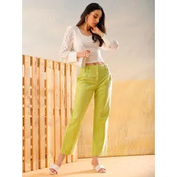Freehand by The Indian Garage Co Women Mid Rise Pleated Regular Trousers-picture-25