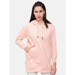 Freehand by The Indian Garage Co Women Pink Hooded Long Length Sweatshirt-picture-41