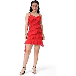 freehand by The Indian Garage Co Women Fitted Solid Ruffle Dress-picture-24