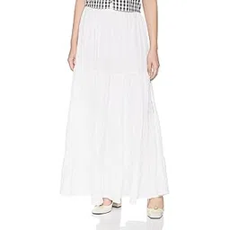 freehand by The Indian Garage Co Women Flared Casual Solid Elasticated Long Skirt-picture-35