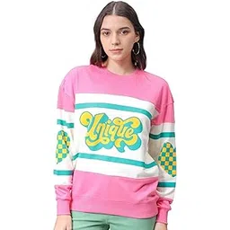 freehand by The Indian Garage Co Women Loose Fit Typographic Oversized Sweatshirt-picture-50