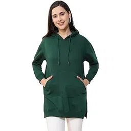 freehand by The Indian Garage Co Women Regular Fit Solid Overhead Hooded Sweatshirt-picture-11