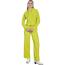 freehand Women Yellow Loose and Flared Solid Corduroy Hooded Top with Flared Pant Co-Ords Set (Yellow_S)-picture-21