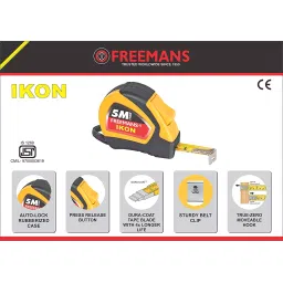 Freemans Ikon 5m x 19 mm Measuring Tape + 30 cm Heavy Duty Aluminium Magnetic Spirit Level image 2