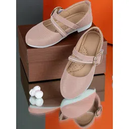 Freeplay Girls Pink Color Mary Janes Synthetic Embellished Bellies Party Flats-picture-23