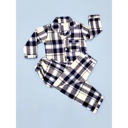Freesia Array Kids Checked Lapel Collar Night suit-picture-33