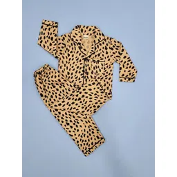 Freesia Array Kids Lapel Collar Leopard Printed Pure Cotton Night suit-picture-32