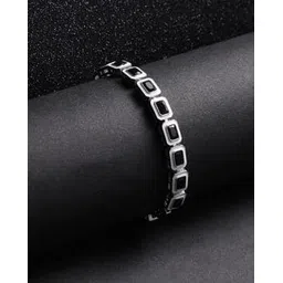 french accent Men Silver-Plated Stone-Studded Bracelet-picture-16