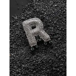 French Accent Men Silver-Plated Stone Studded R Alphabet Ring-picture-12