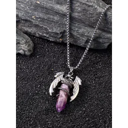 French Accent Men Silver-Plated Wing Crystal Pendants with Chains-image-45