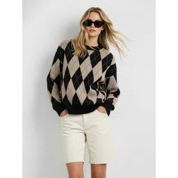 French Connection Argyle Self Design Relaxed Fit Pullover-picture-16